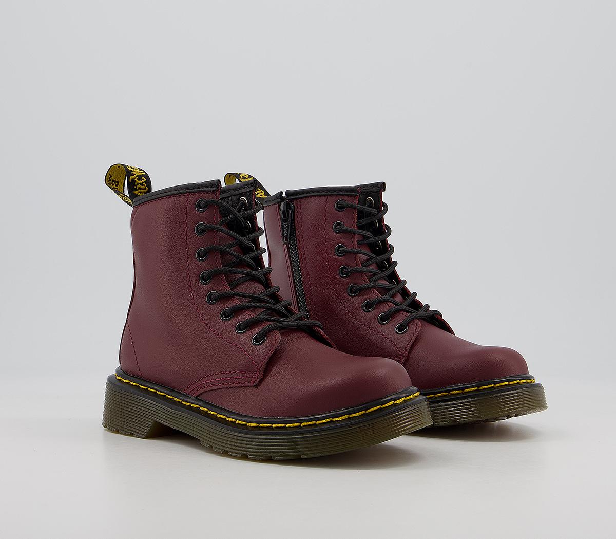 Dr. Martens Junior Lace Up Boots Inside Zip Delaney Cherry Red Leather ...