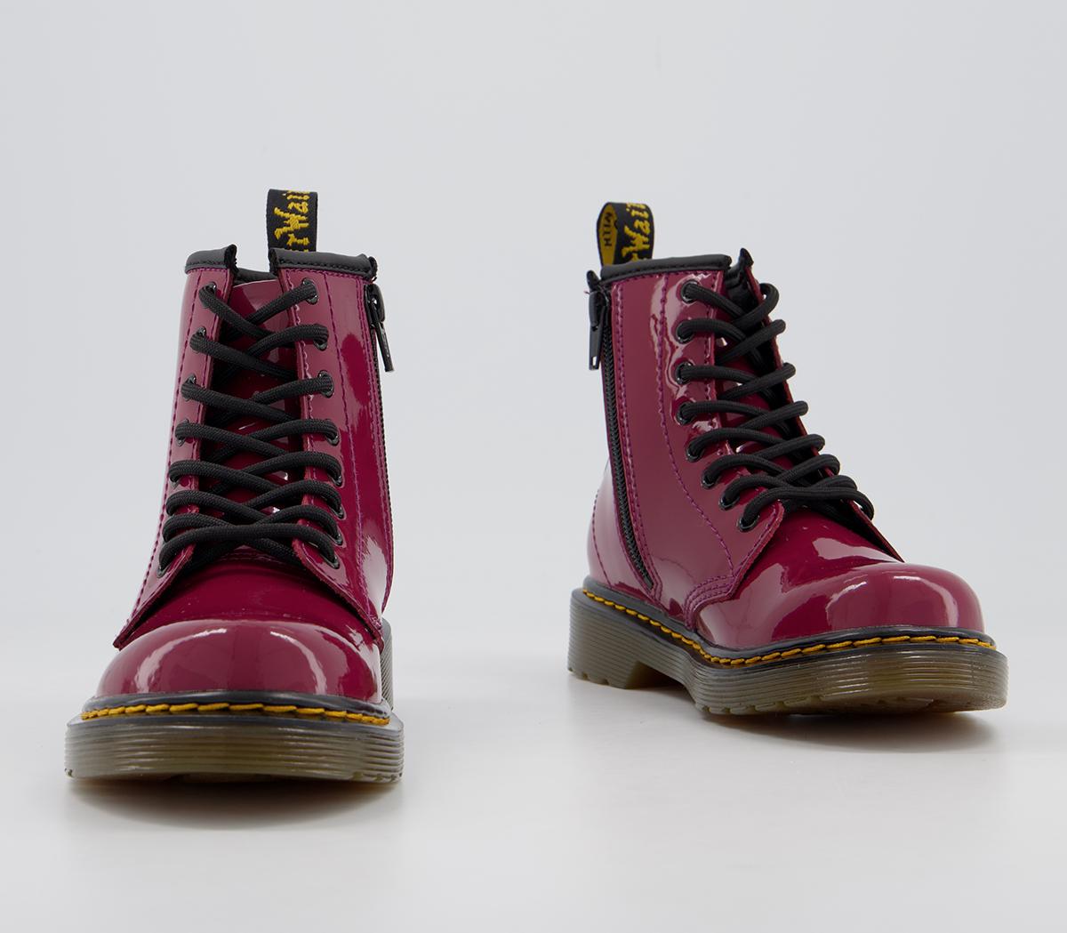 Martens Lace Boot Inside Zip Delaney (jnr) Dark Scooter Red