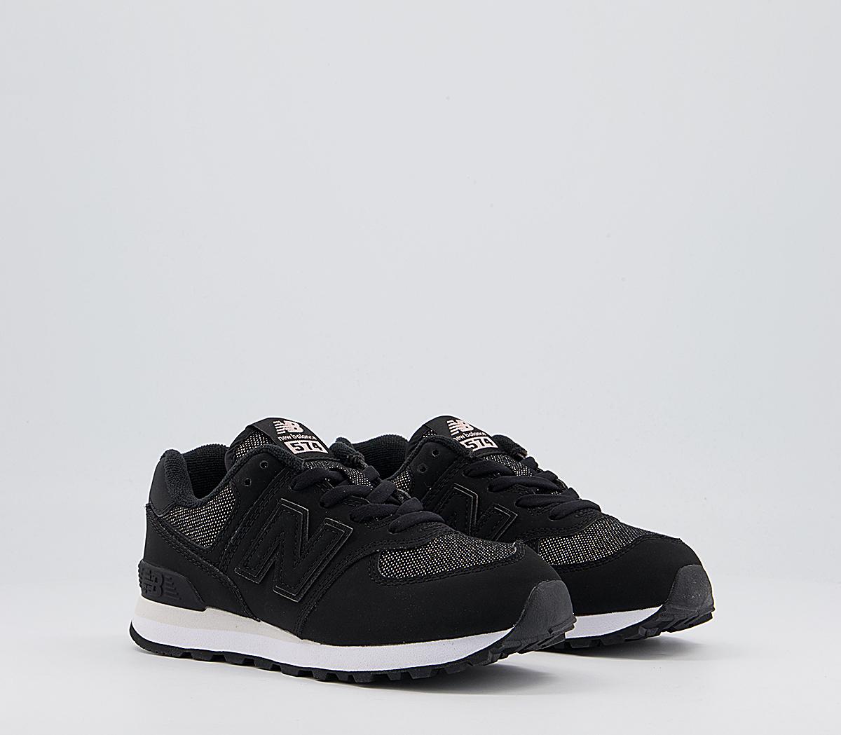 New Balance 574 Kids Trainers New Balance 574 Kids Trainers Black Black White