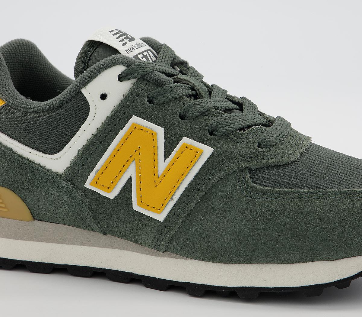 New Balance 574 Kids Trainers Khaki Yellow - Unisex