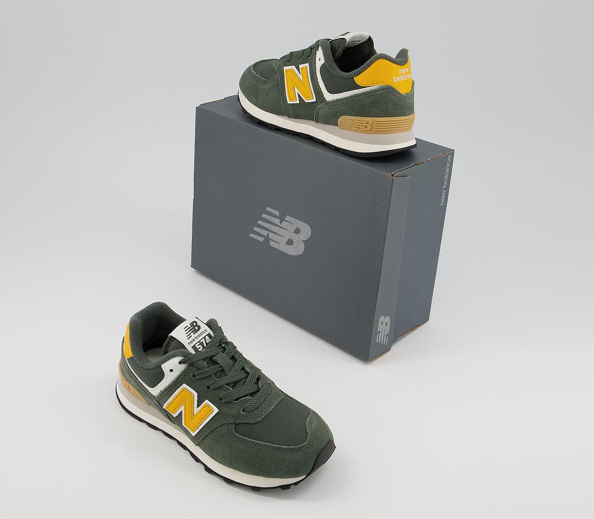 New Balance 574 Kids Trainers New Balance 574 Kids Trainers Khaki Yellow