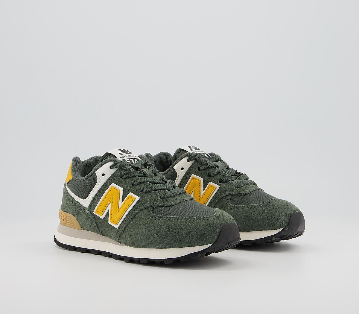 New Balance 574 Kids Trainers New Balance 574 Kids Trainers Khaki Yellow