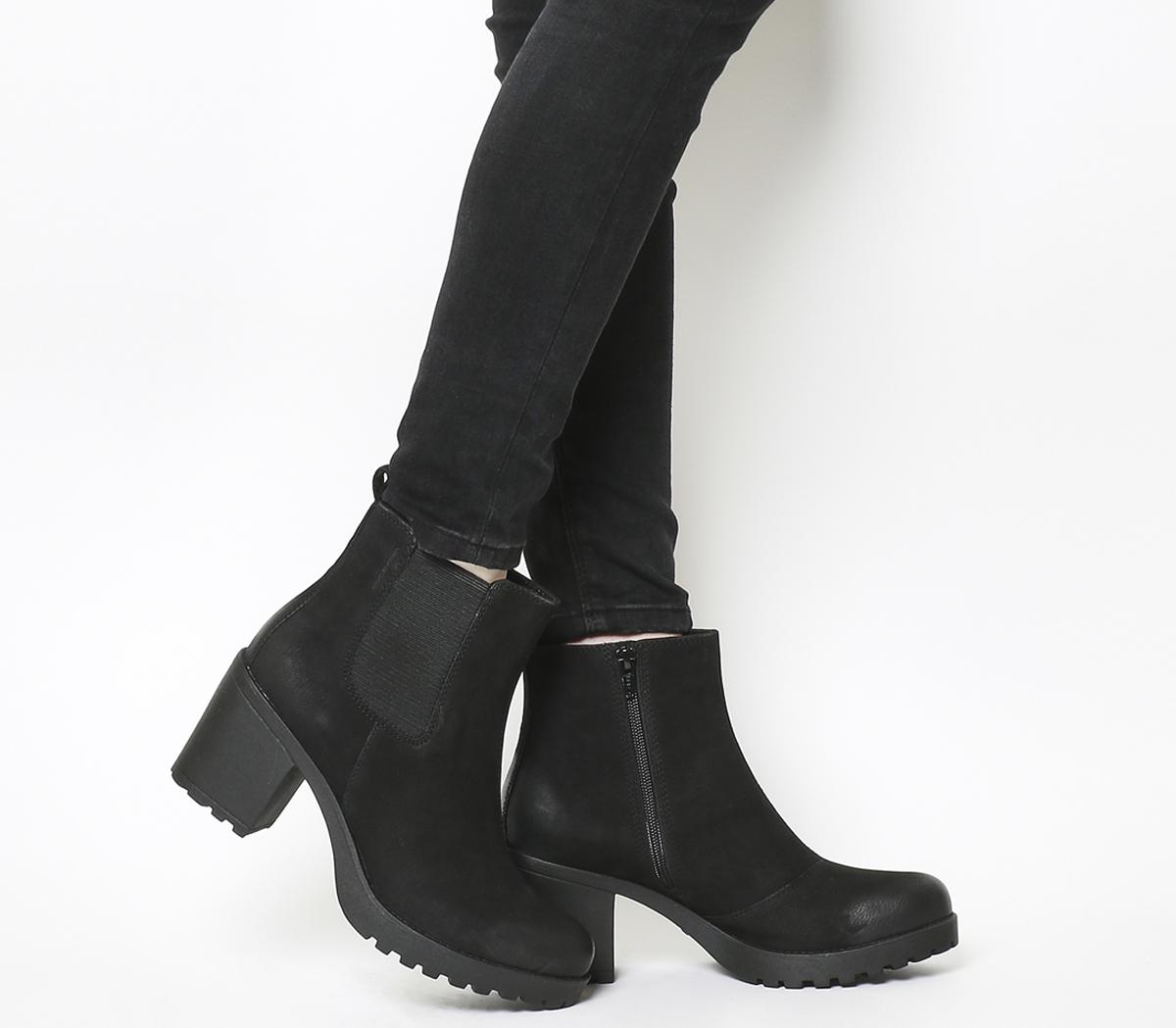 Grace Heeled Chelsea Boots Black Nubuck - Women's Ankle