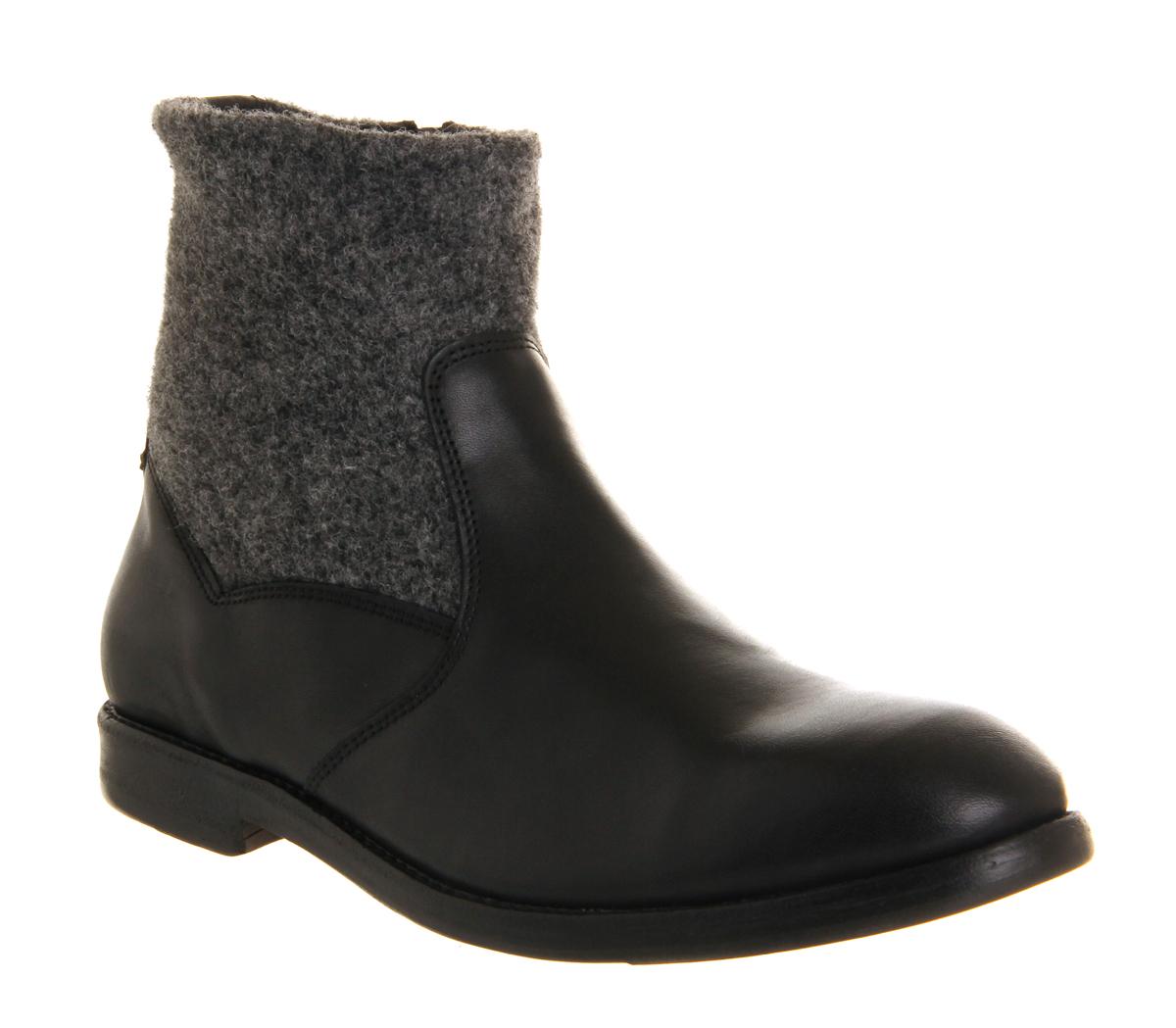 Ask the MissusReece Zip bootsBlack Leather Grey Wool