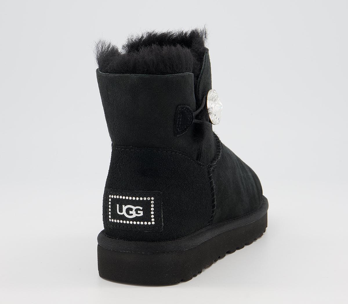 Suede Ugg Bailey Button Bling Schwarz UGG Mini Bailey Bling
