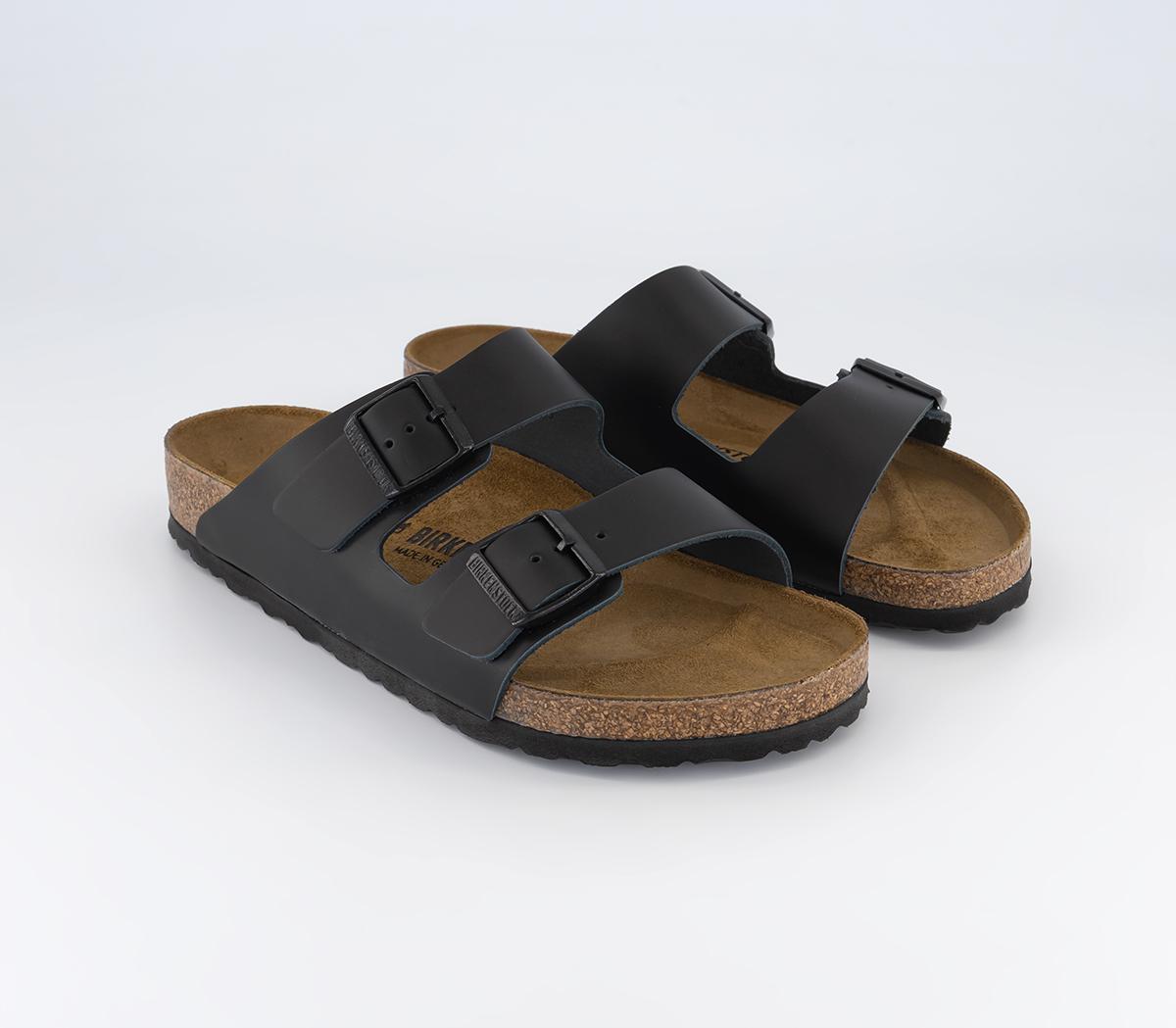 BIRKENSTOCK Arizona Two Strap Sandals Black Leather - Men’s Sandals