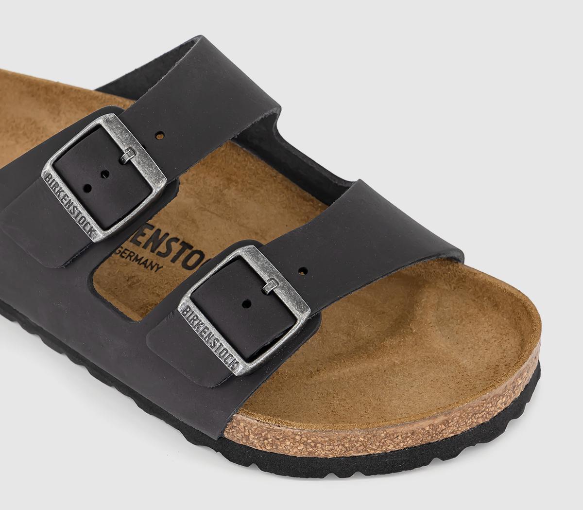 BIRKENSTOCKArizona Two Strap Sandals Oiled Black Leather