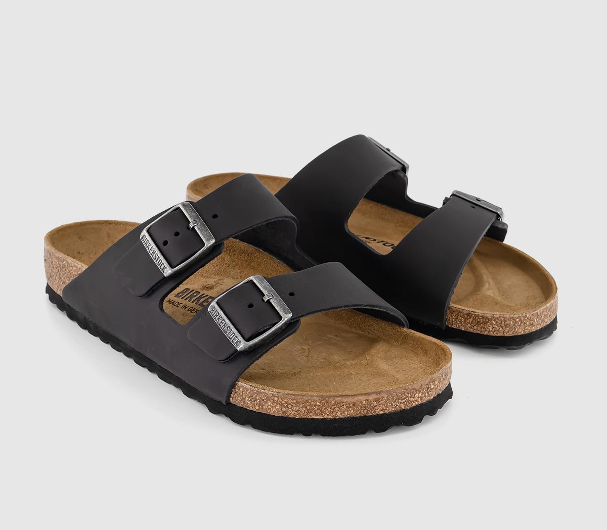 BIRKENSTOCKArizona Two Strap Sandals Oiled Black Leather
