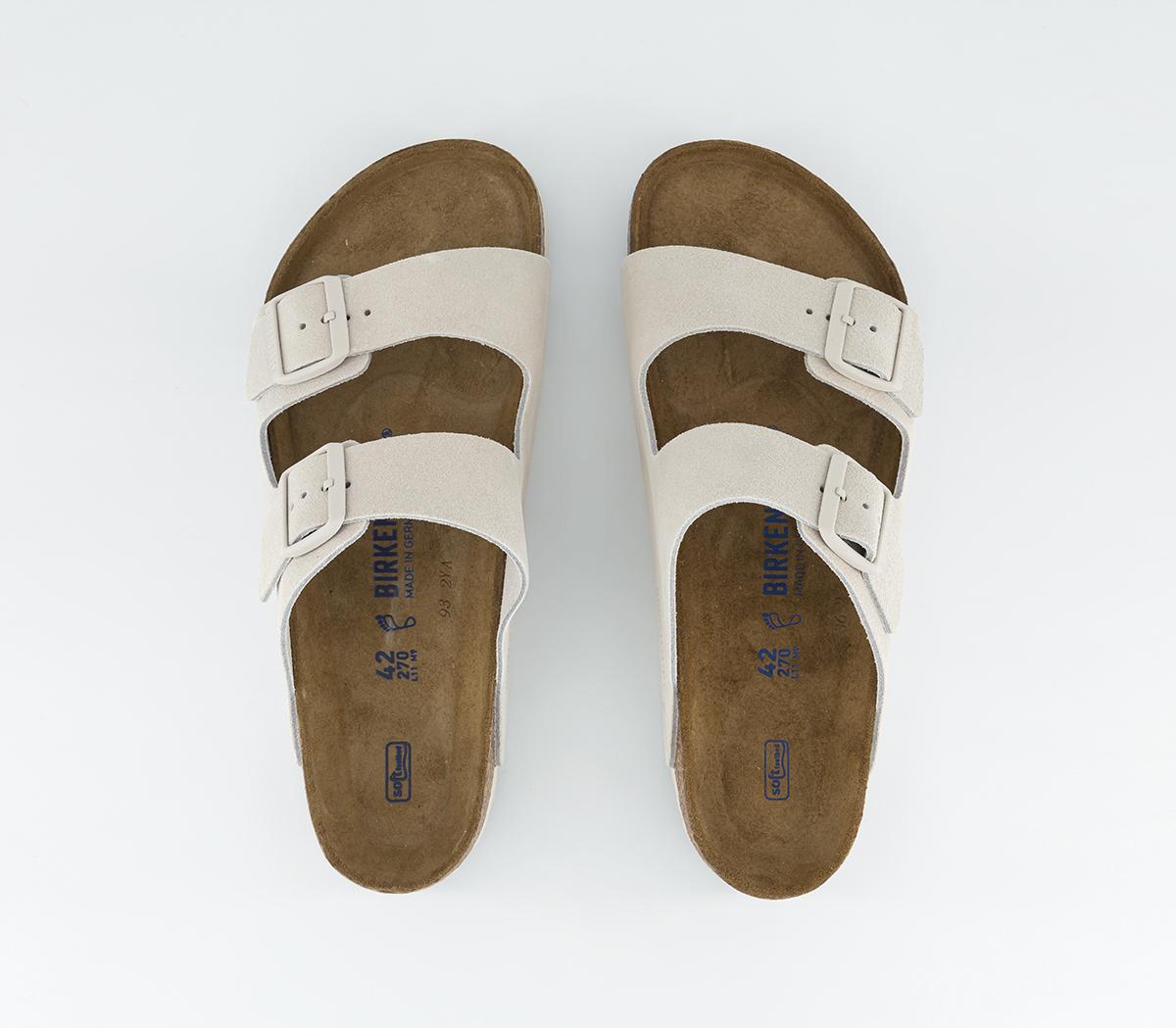 BIRKENSTOCK Arizona Two Strap Sandals Antique White Suede - Men’s Sandals