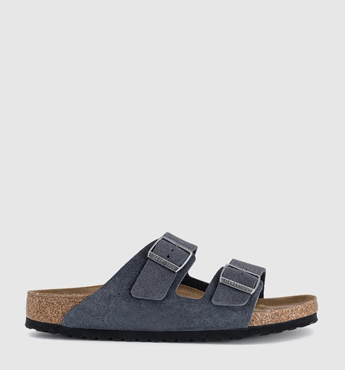 BIRKENSTOCK Arizona Two Strap Sandals Charcoal Suede