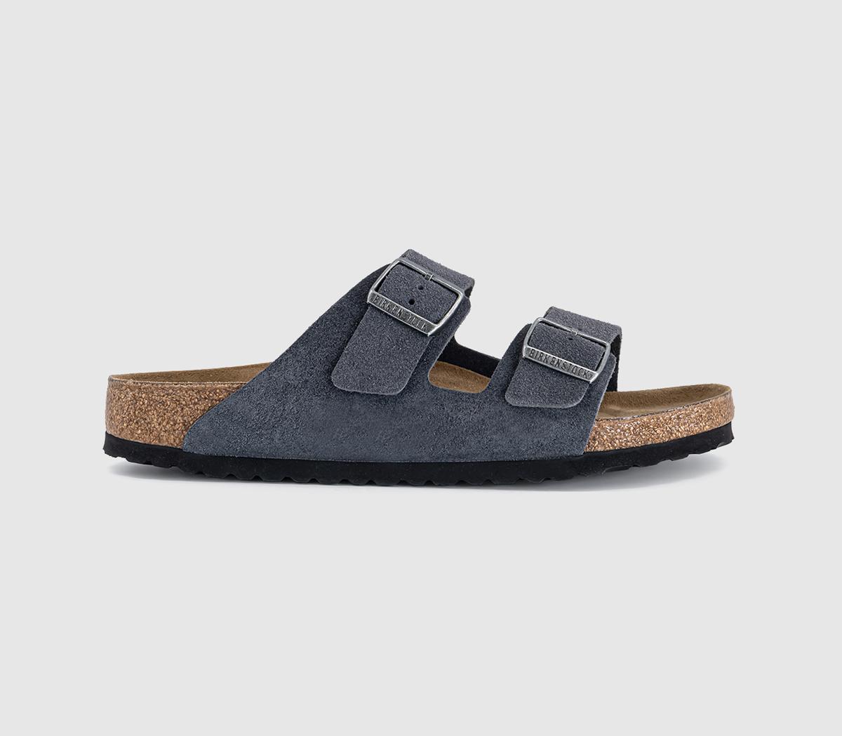 Birkenstock Arizona Two Strap Sandals Charcoal Suede  Grey in Men's Size 8, Office Shoes