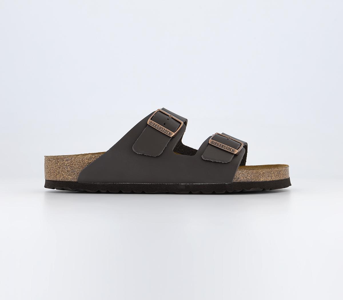 Birkenstock Mens Dark Brown Leather Arizona Two Strap Sandals, Size: 11.5