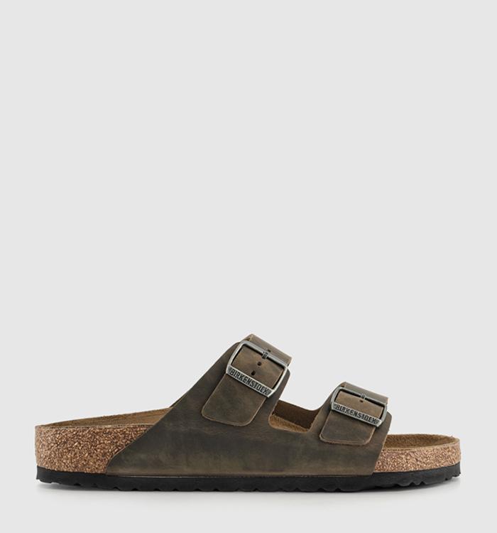 BIRKENSTOCK Arizona Two Strap Sandals Faded Khaki Oiled Leather