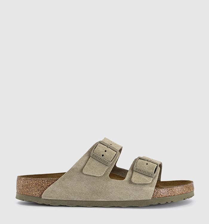 BIRKENSTOCK Arizona Two Strap Sandals Faded Khaki Suede