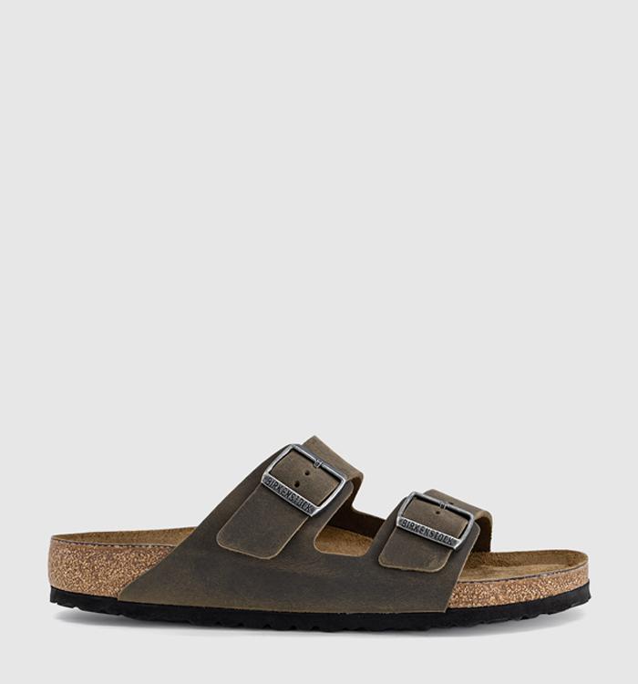 BIRKENSTOCK Arizona Two Strap Sandals Faded Khaki Oiled Leather Sfb