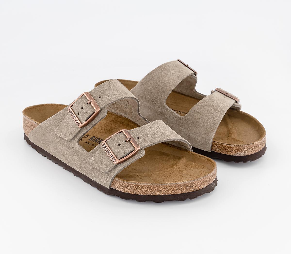 Birkenstock Mens Arizona Two Strap Sandals Taupe Suede Natural, 9.5