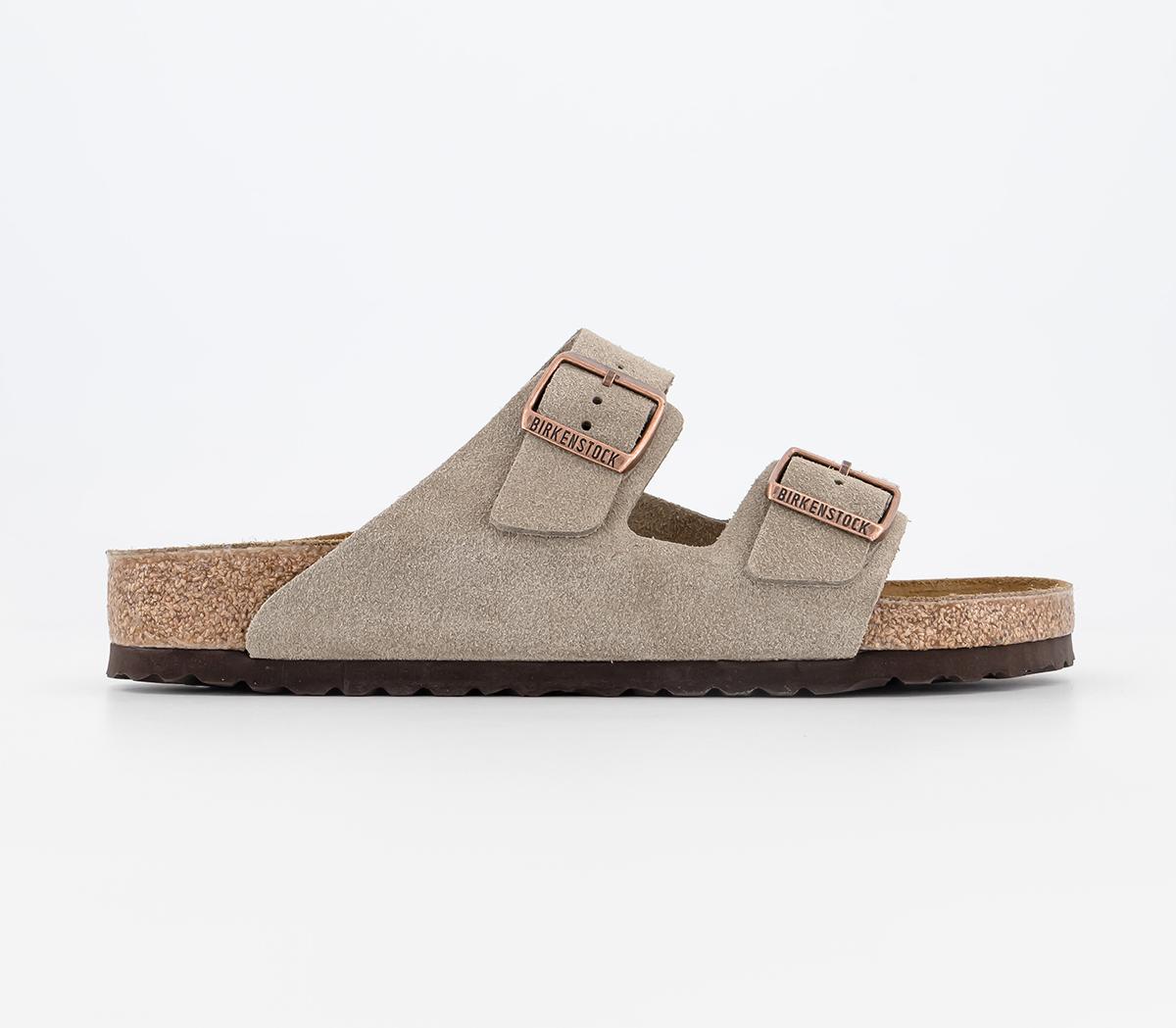 Arizona Two Strap Sandals Taupe Suede Natural