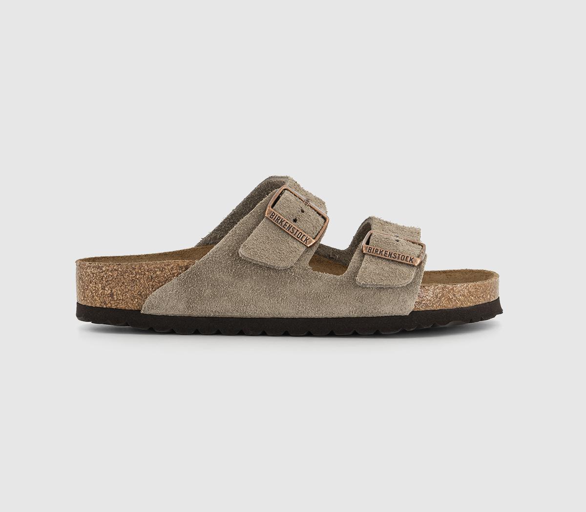 Arizona Two Strap Sandals Taupe Suede Natural