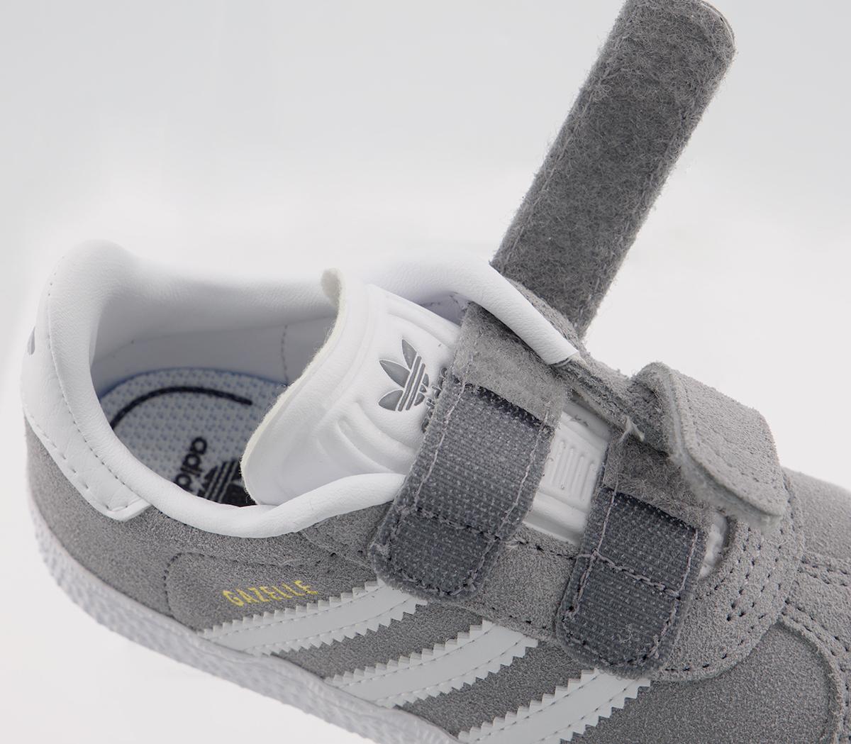 adidas gazelle silver green womens adidas Gazelle Shoes - Kids - Grey Three / Cloud White / Gold main image 1