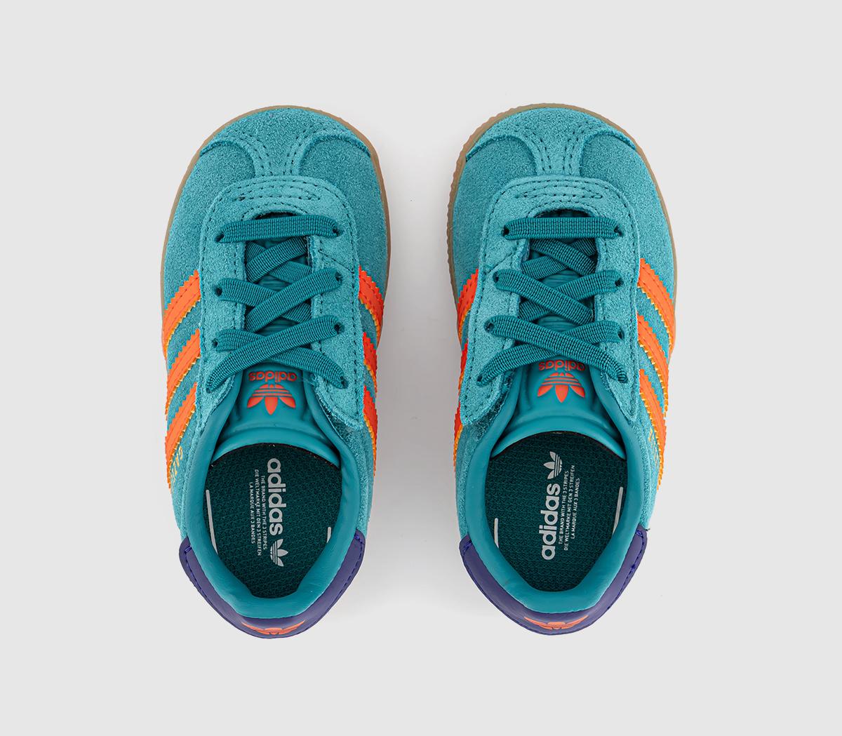 adidasGazelle 2 Infant Trainers adidasGazelle 2 Infant TrainersPure Teal Impact Orange Collegiate Purple
