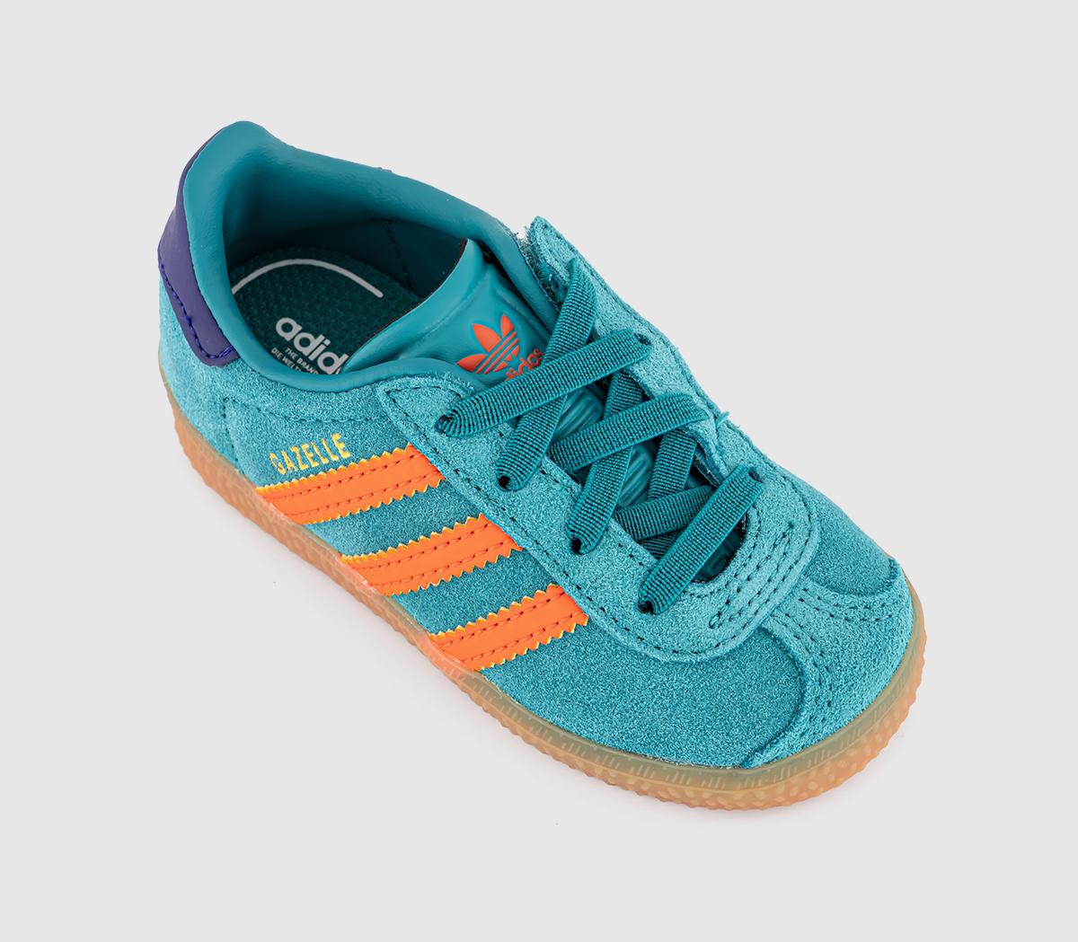 adidasGazelle 2 Infant Trainers adidasGazelle 2 Infant TrainersPure Teal Impact Orange Collegiate Purple