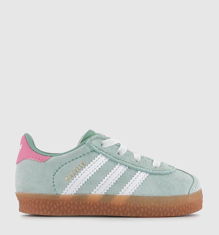 adidas Gazelle 2 Infant Trainers Hazy Green White Bliss Pink