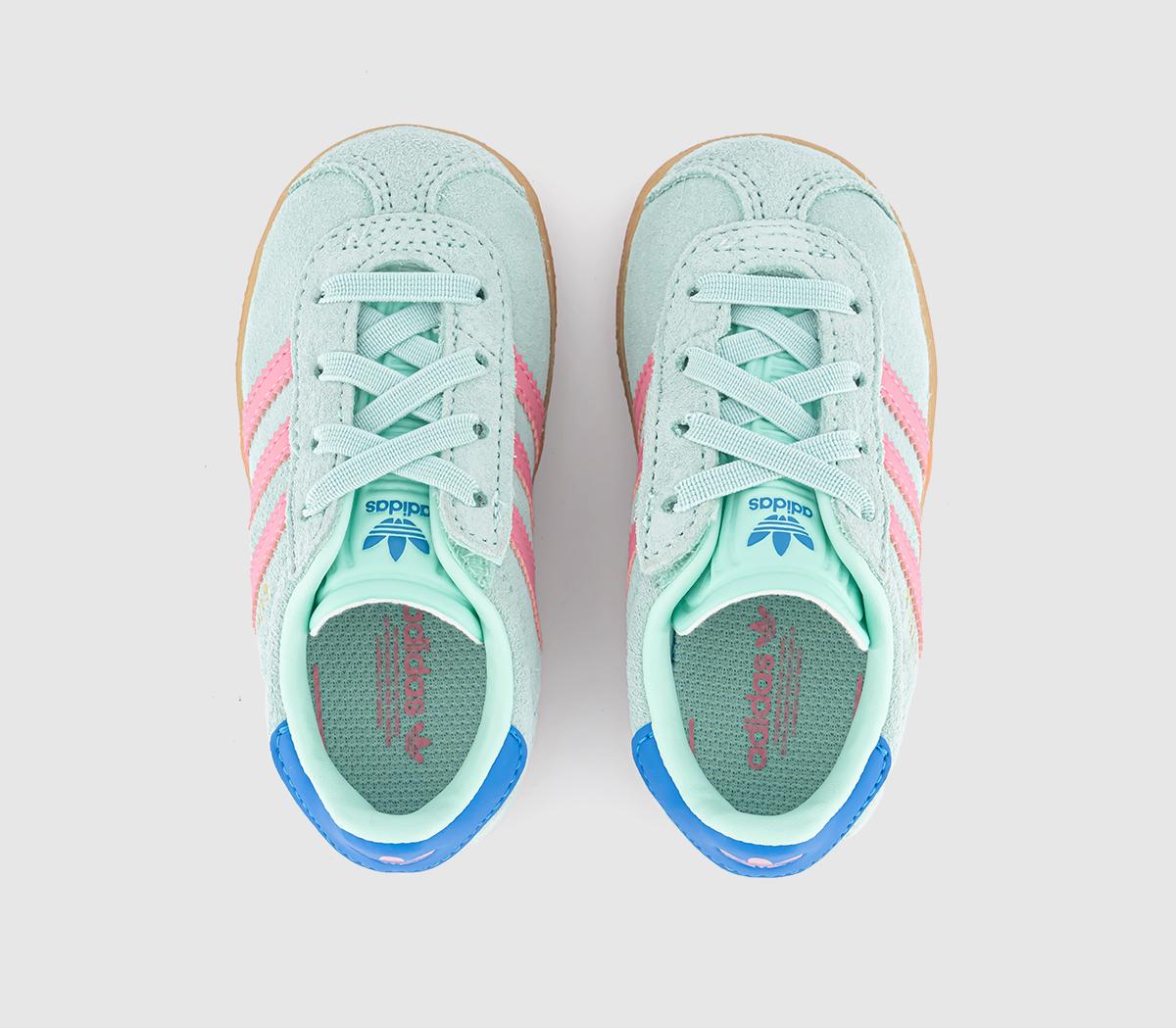 adidas Gazelle 2 Infant Trainers adidas Gazelle 2 Infant Trainers Clear Mint Bliss Pink Bright Blue