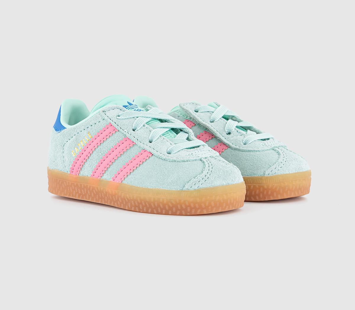 adidas Gazelle 2 Infant Trainers adidas Gazelle 2 Infant Trainers Clear Mint Bliss Pink Bright Blue