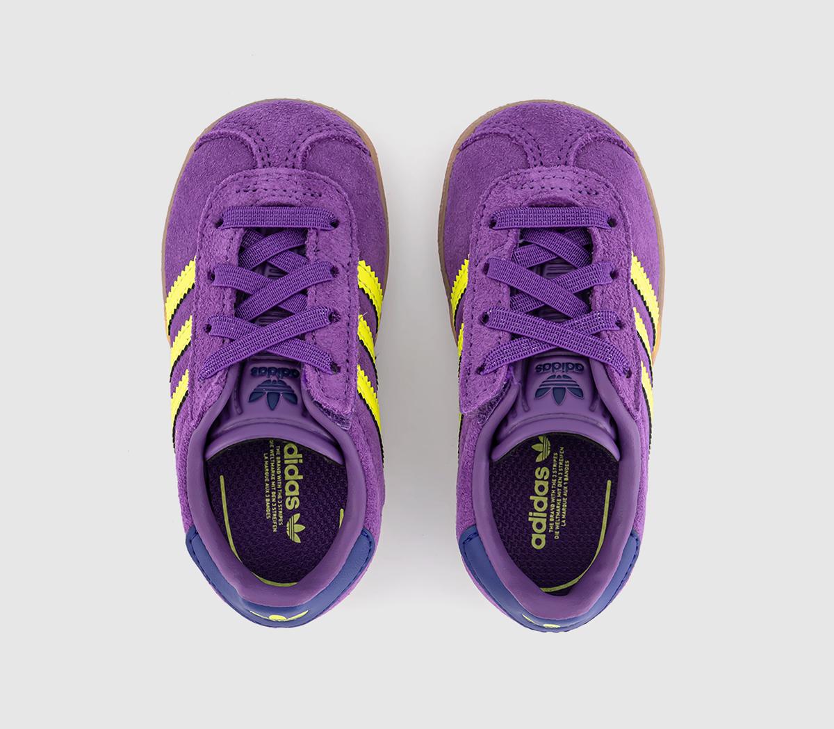 adidas Gazelle 2 Infant Trainers adidas Gazelle 2 Infant Trainers Active Purple Solar Yellow Collegiate Purple