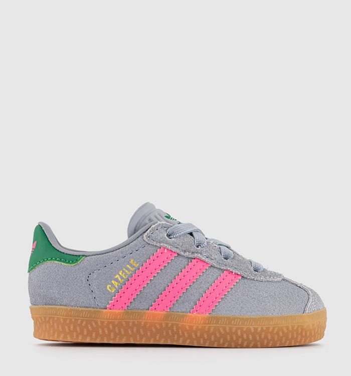 adidas Gazelle 2 Infant Trainers Halo Silver Pink Green