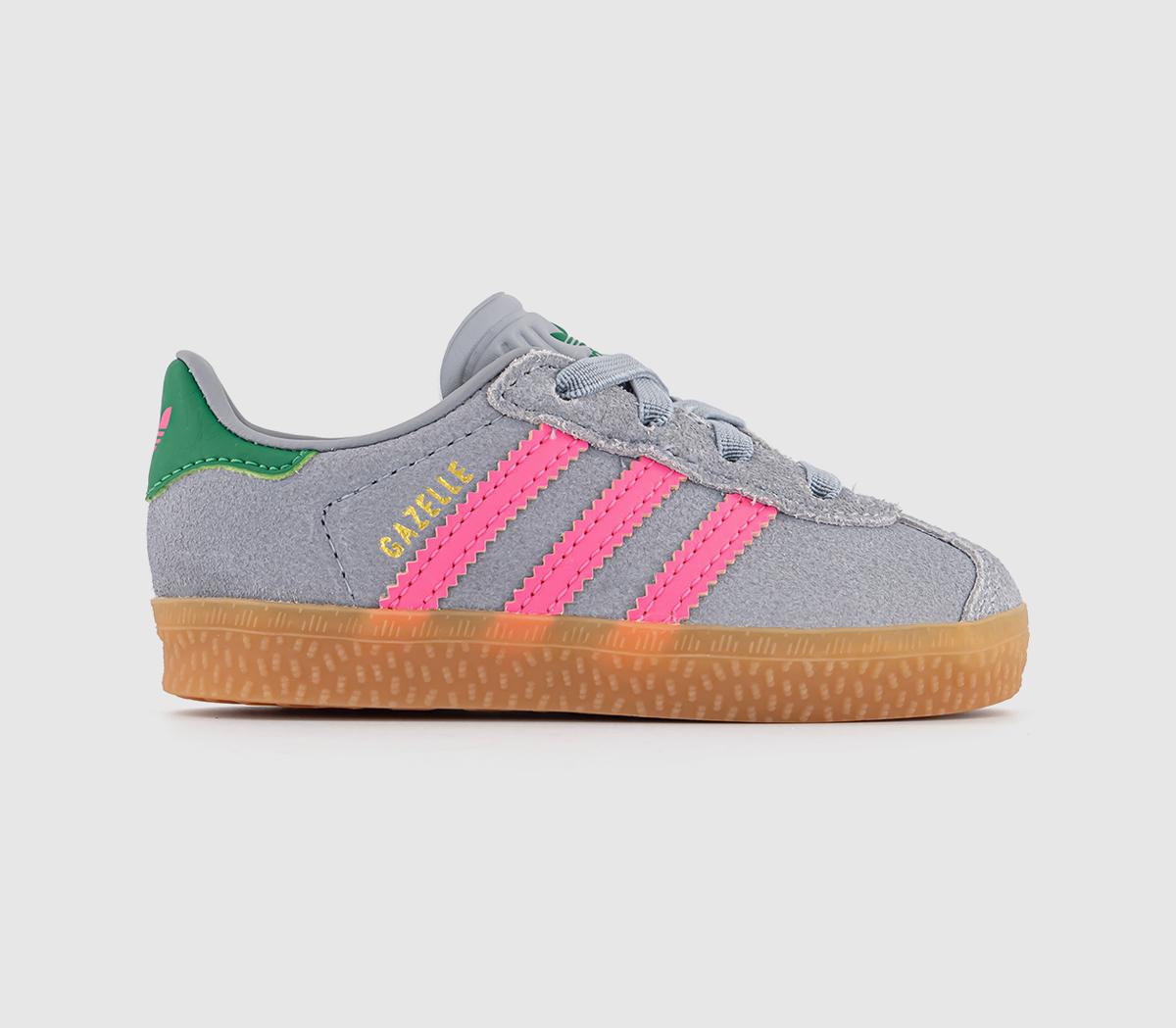 Adidas Gazelle 2  Trainers Halo Silver Pink Green  in Kids  Size 7, Office Shoes