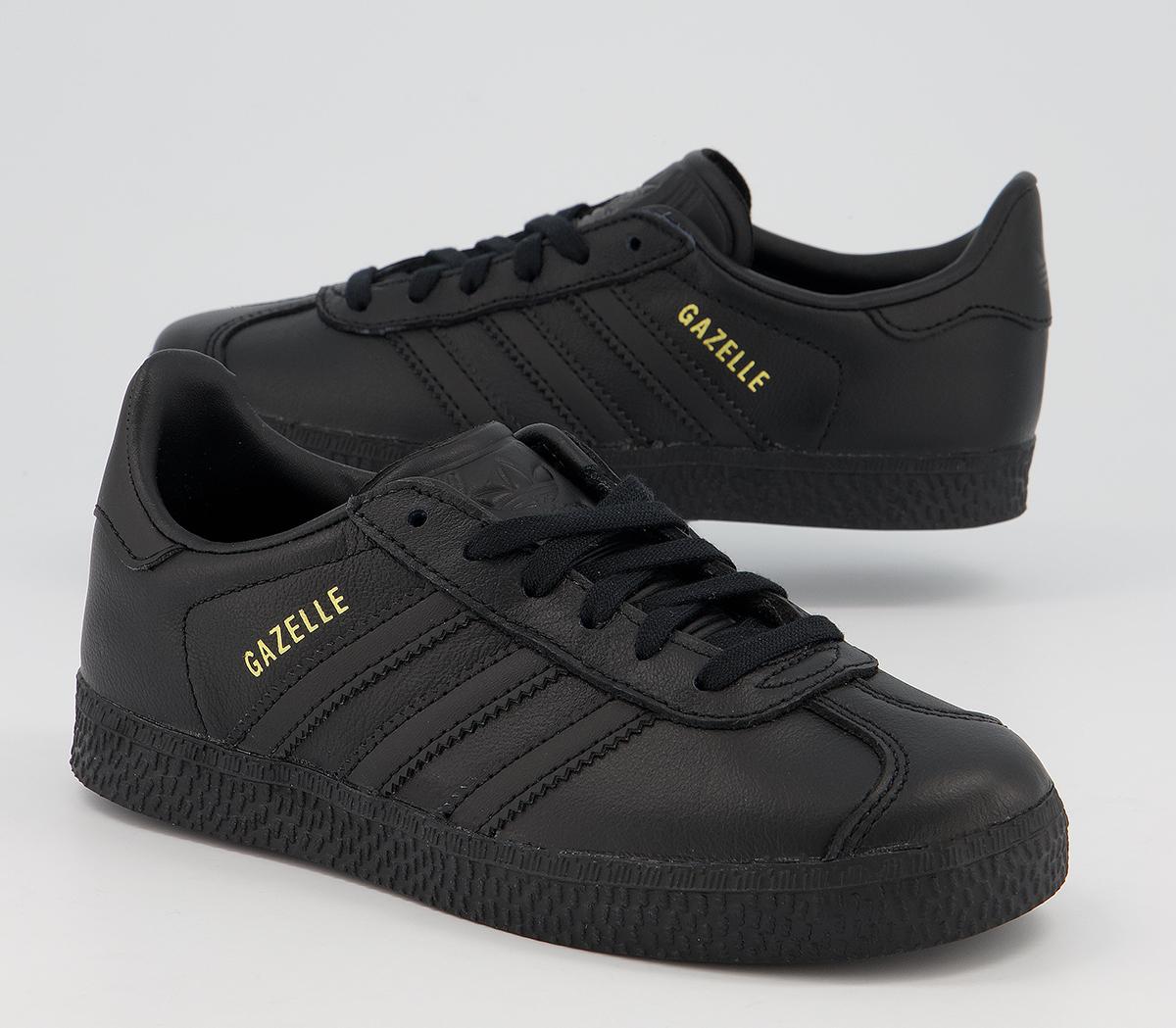 adidas Gazelle 2 Kids Trainers Black Mono Leather - Unisex