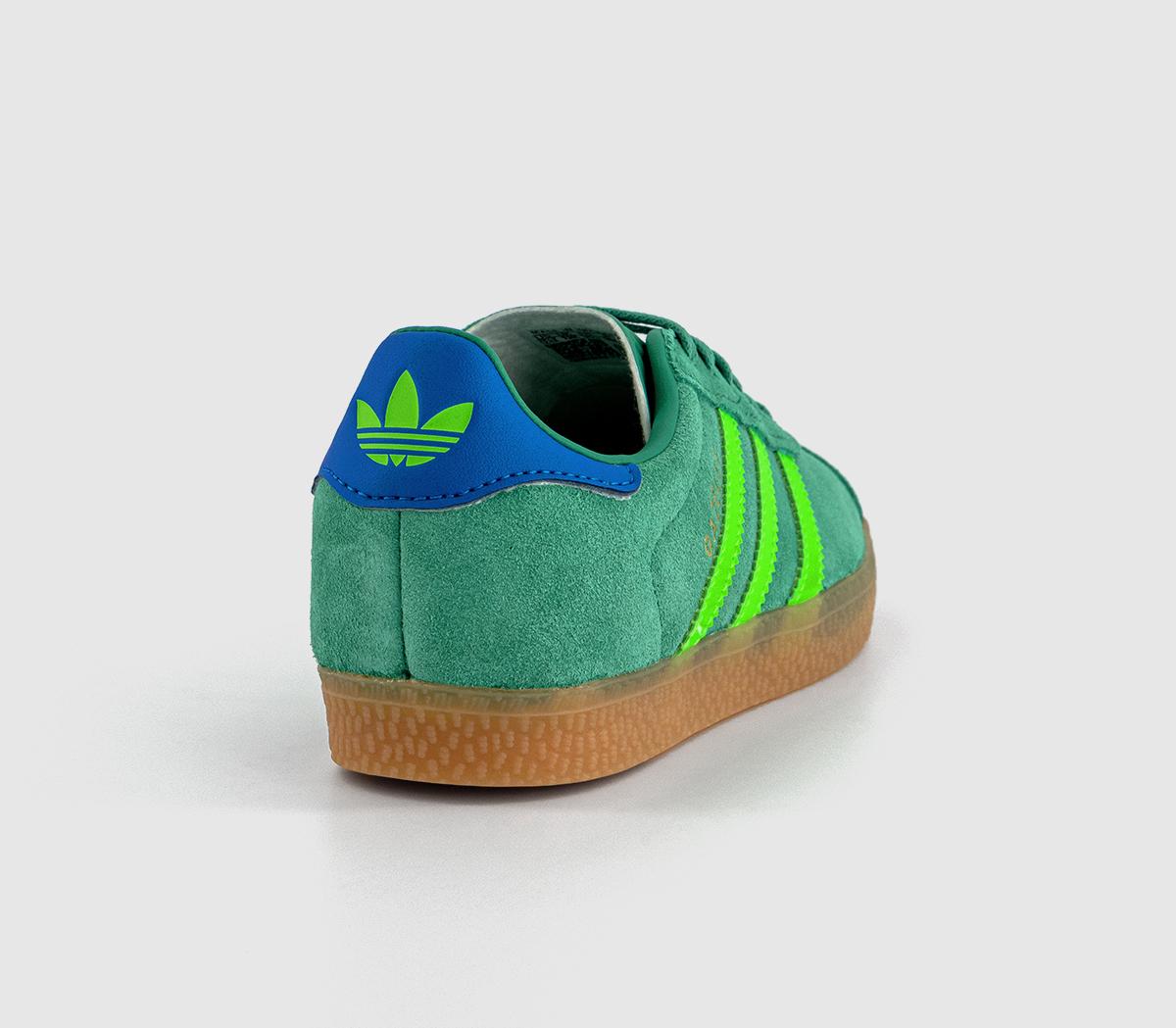 adidasGazelle 2 Kids Trainers adidasGazelle 2 Kids TrainersSemi Court Green Solar Green Bluebird