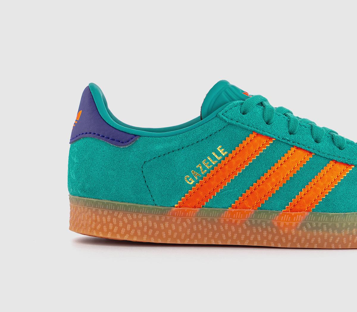 adidasGazelle 2 Kids Trainers adidasGazelle 2 Kids TrainersPure Teal Impact Orange Collegiate Purple