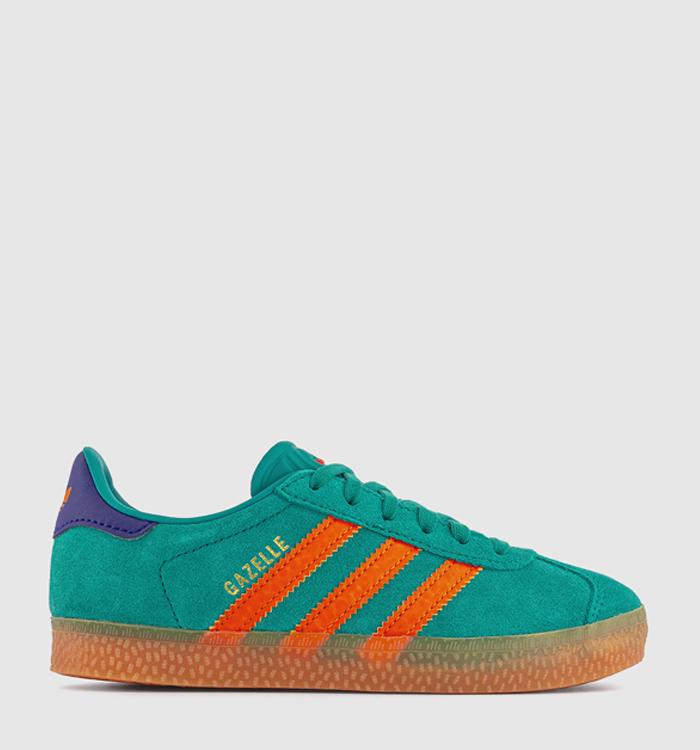 adidas Gazelle 2 Kids Trainers Pure Teal Impact Orange Collegiate Purple