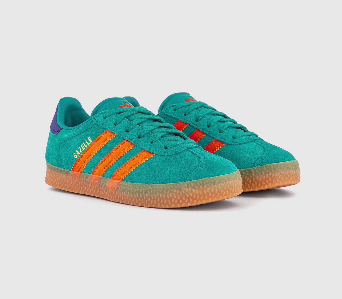 adidasGazelle 2 Kids Trainers adidasGazelle 2 Kids TrainersPure Teal Impact Orange Collegiate Purple