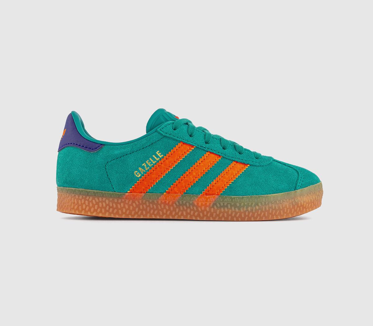 adidasGazelle 2 Kids Trainers adidasGazelle 2 Kids TrainersPure Teal Impact Orange Collegiate Purple