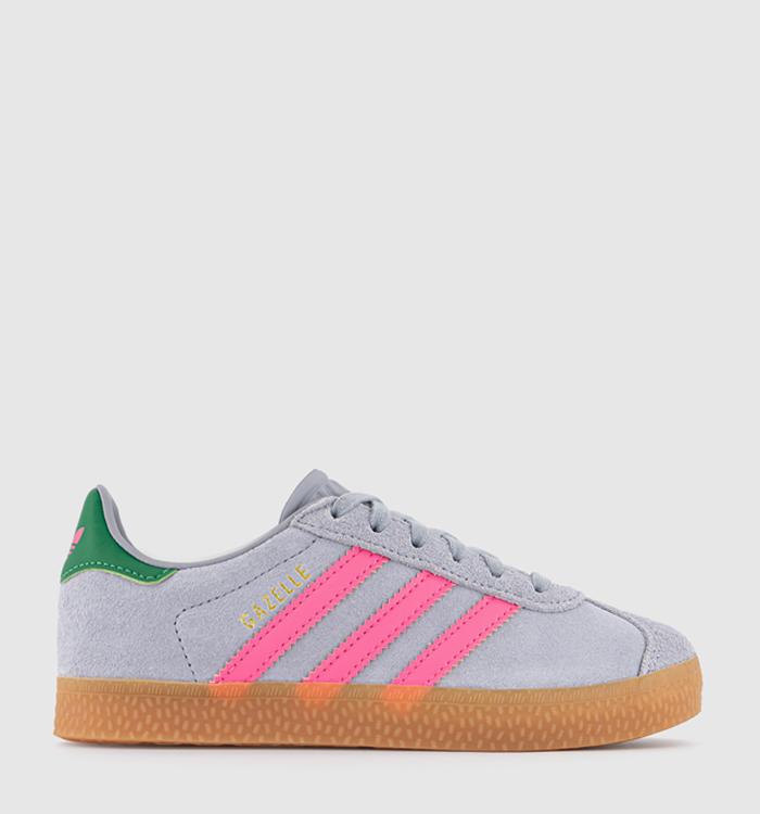 adidas Gazelle 2 Kids Trainers Halo Silver Pink Green