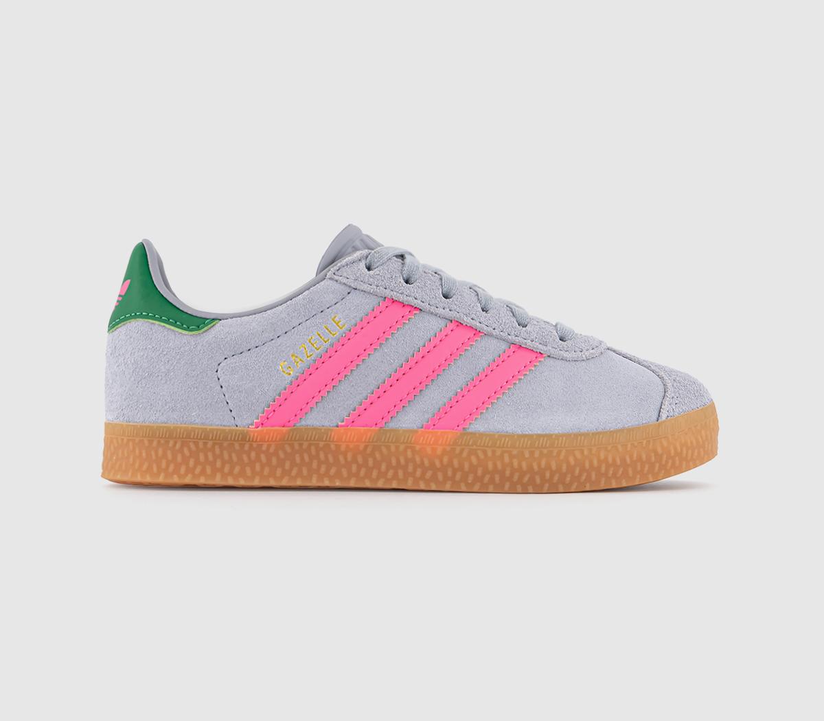 adidas Gazelle 2 Kids Trainers Halo Silver Pink Green - Unisex