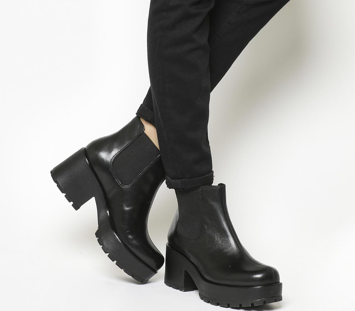 Vagabond Elastic Boots Black Leather - Women's Ankle Boots