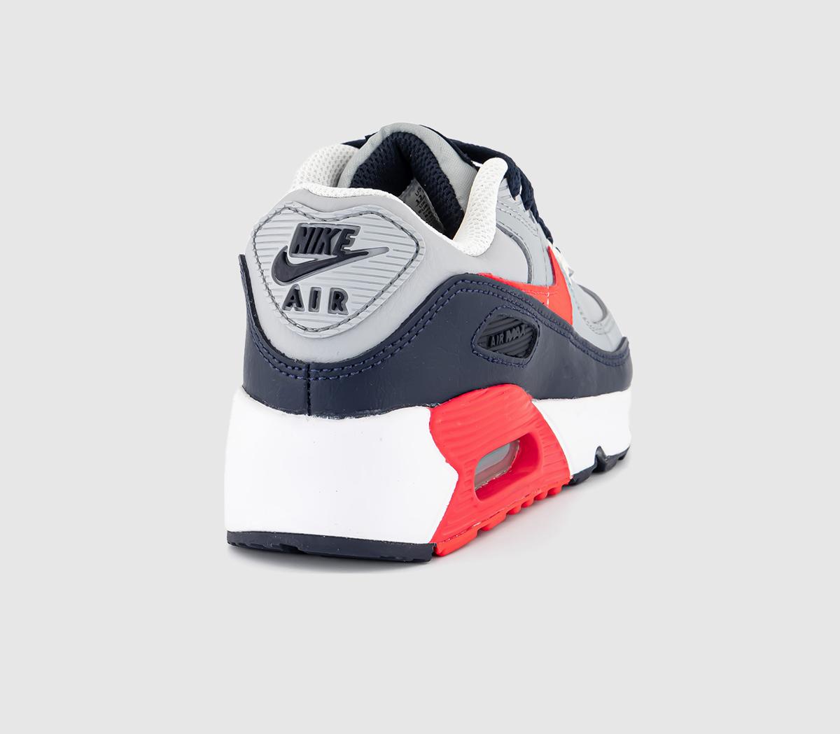 Nike Air Max 90 Kids Trainer Nike Air Max 90 Kids Trainer Light Smoke Grey Bright Crimson