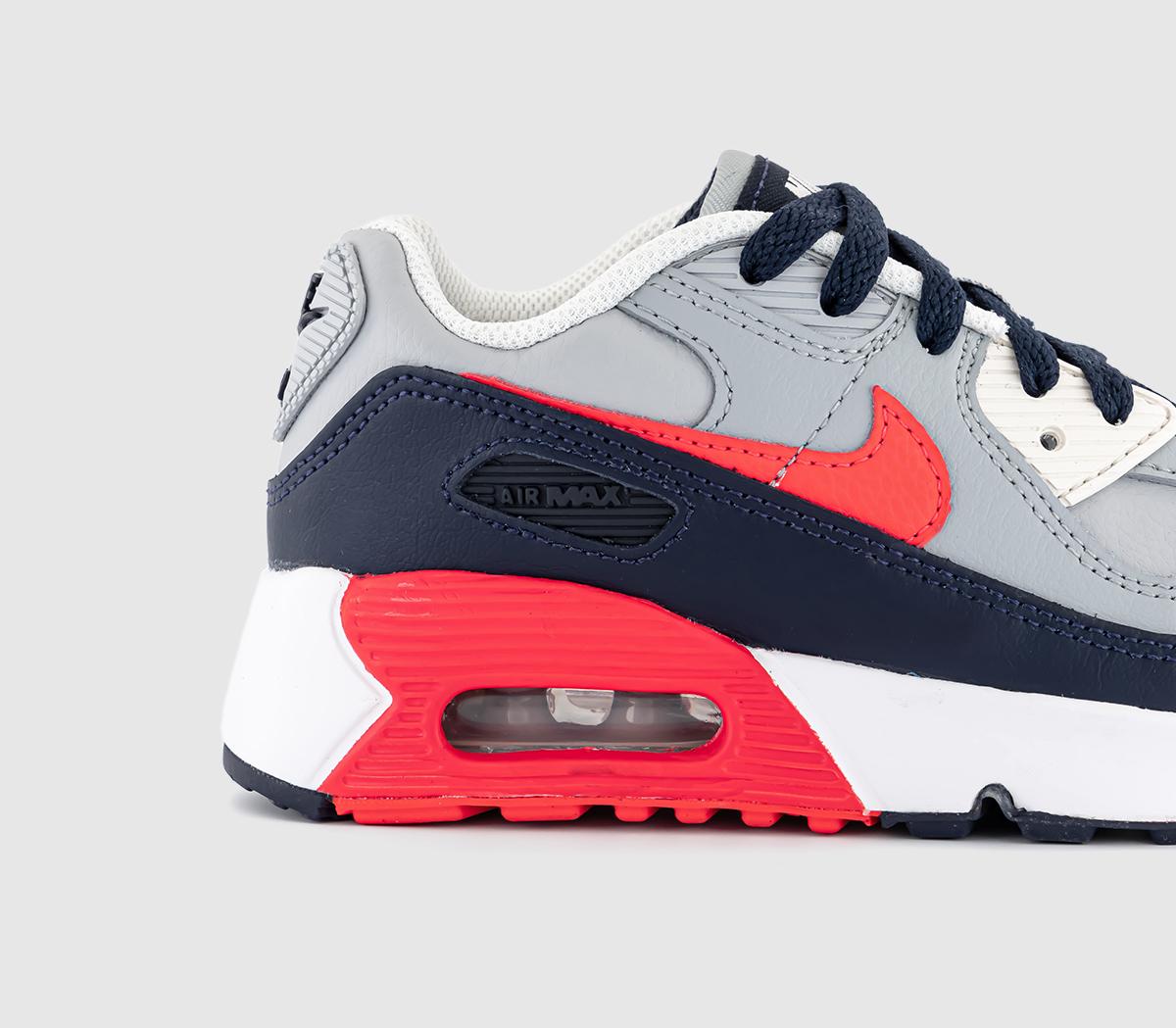 Nike Air Max 90 Kids Trainer Nike Air Max 90 Kids Trainer Light Smoke Grey Bright Crimson
