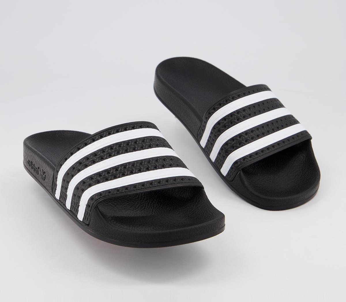 adidas Adilette Sliders Black White - OFFICE Girl