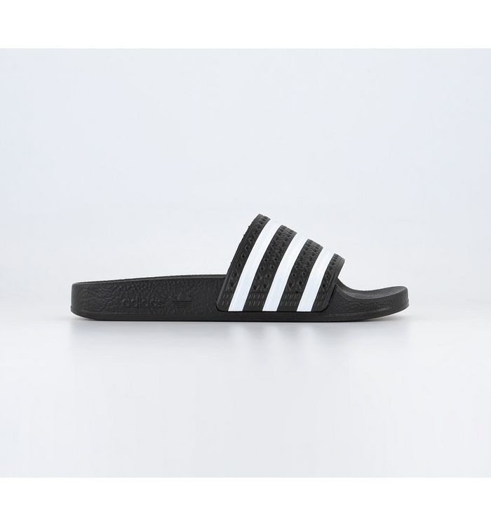 Adidas Adilette Girls Black And White Stripe Sliders, Size: 5