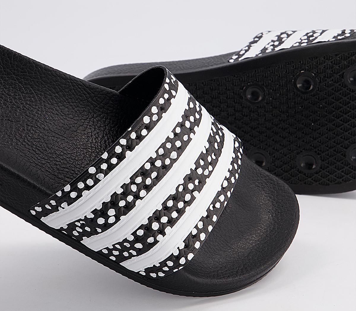 adidas Adilette Sliders adidas Adilette Sliders Black White Polka Dot