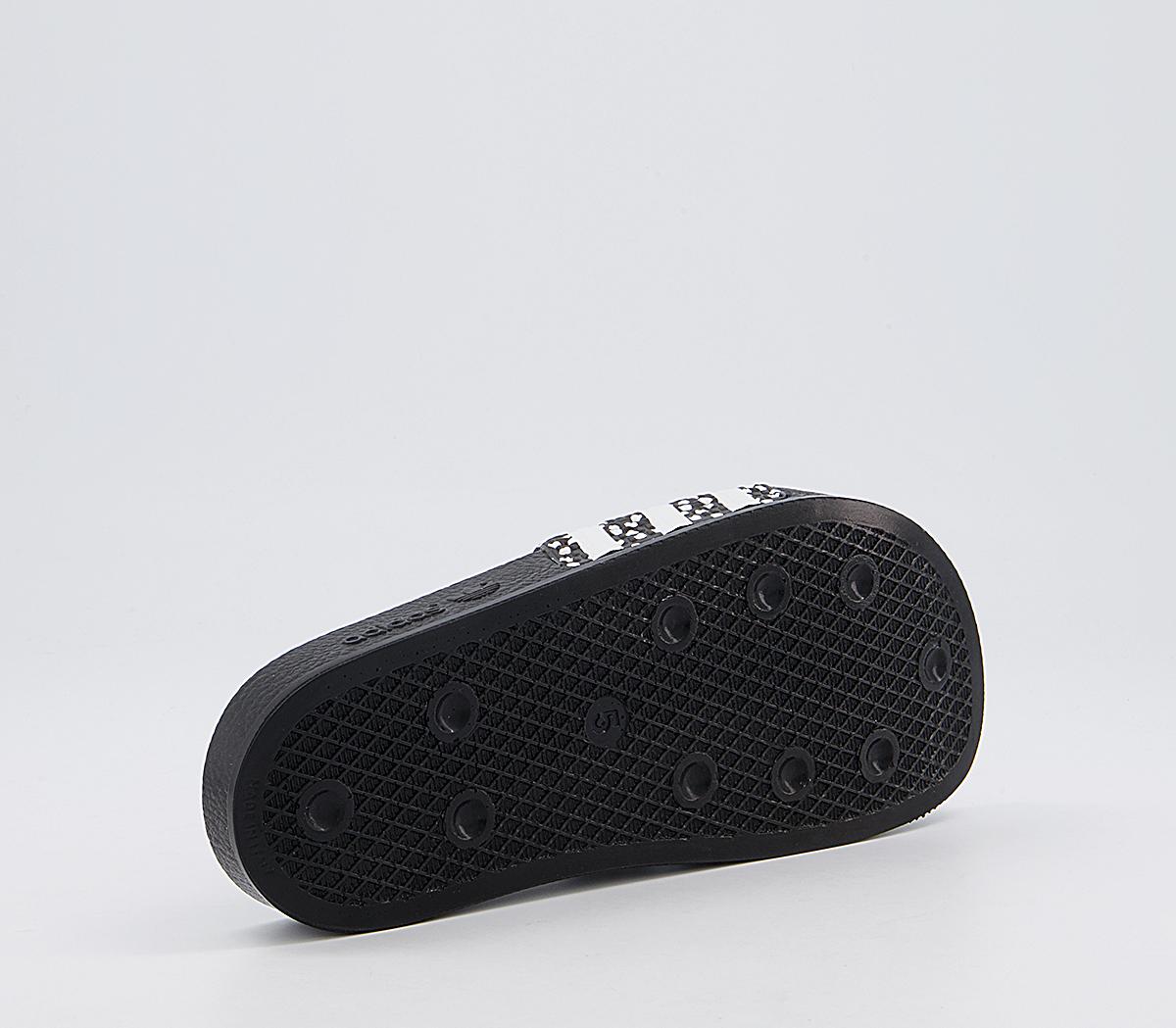 adidas Adilette Sliders adidas Adilette Sliders Black White Polka Dot