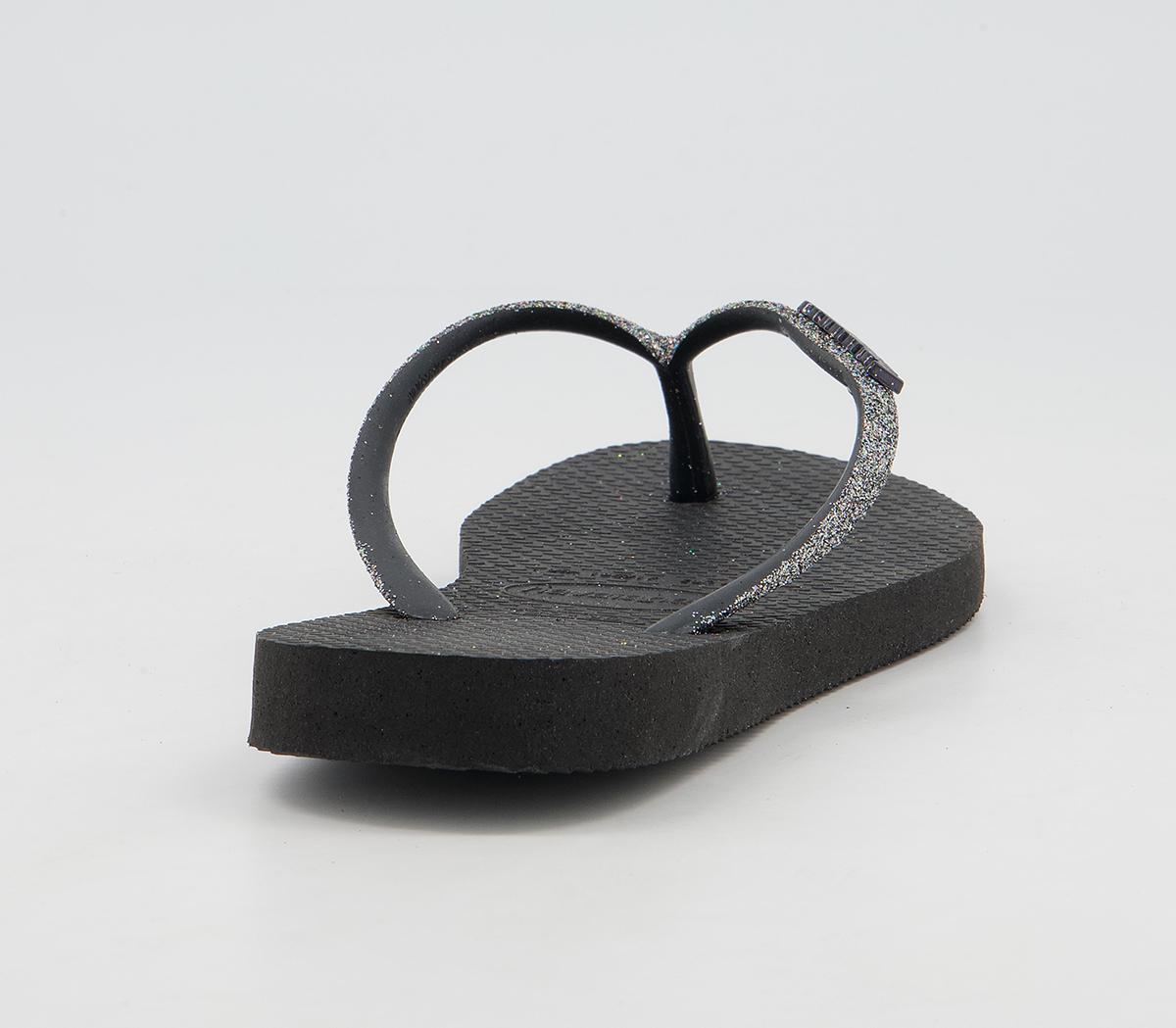 Havaianas Slim Fashion Kids Flip Flops Havaianas Slim Fashion Kids Flip Flops Black Silver Glitter