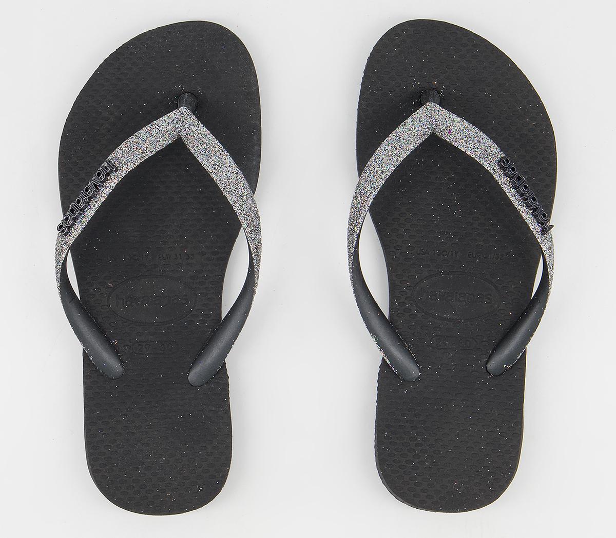 Havaianas Slim Fashion Kids Flip Flops Havaianas Slim Fashion Kids Flip Flops Black Silver Glitter