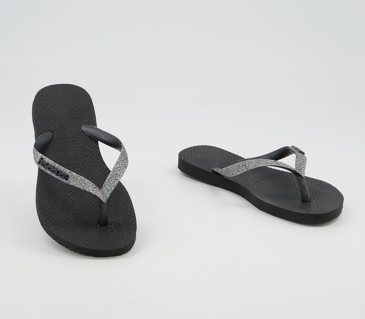 Havaianas Slim Fashion Kids Flip Flops Havaianas Slim Fashion Kids Flip Flops Black Silver Glitter