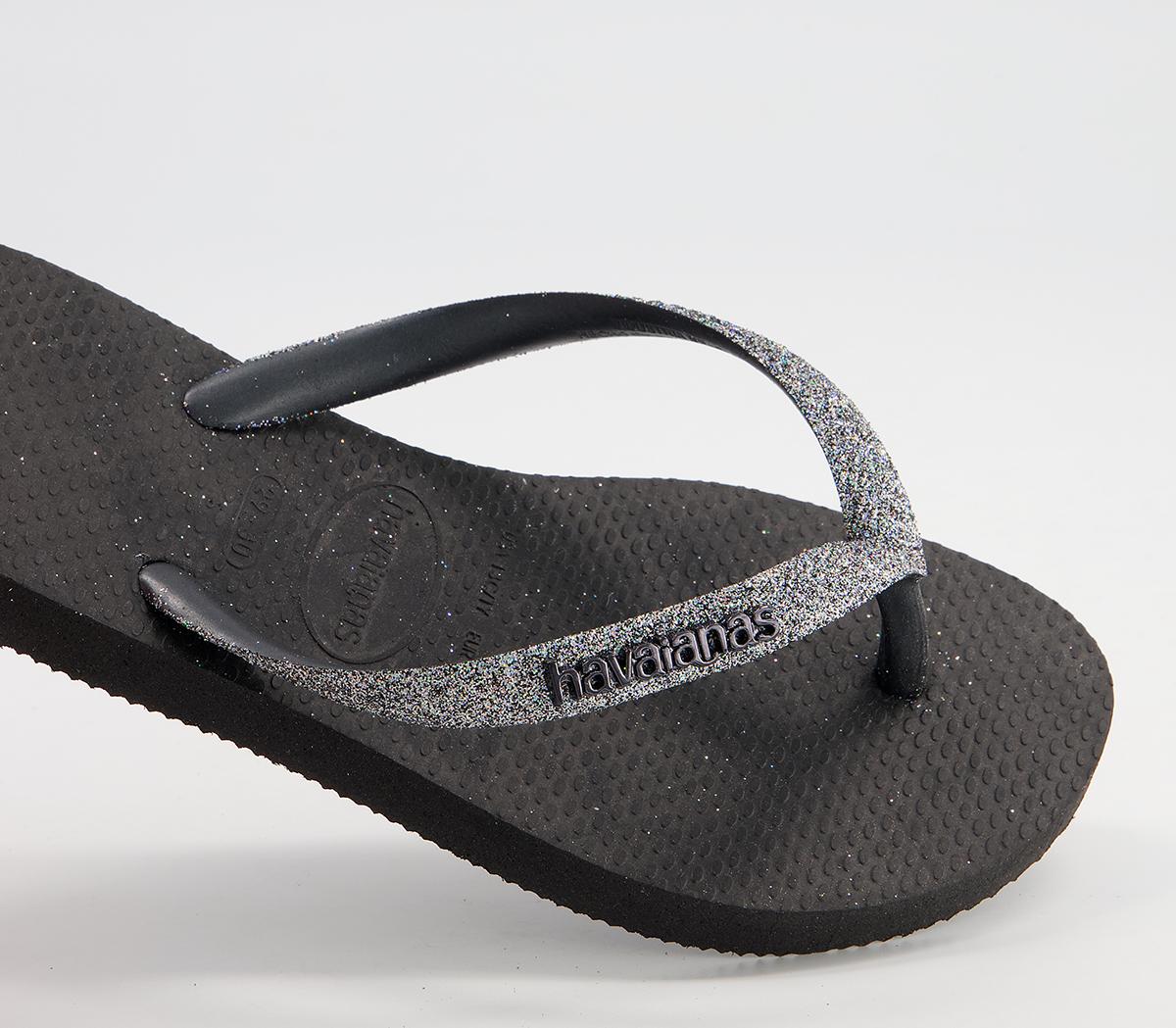 Havaianas Slim Fashion Kids Flip Flops Havaianas Slim Fashion Kids Flip Flops Black Silver Glitter